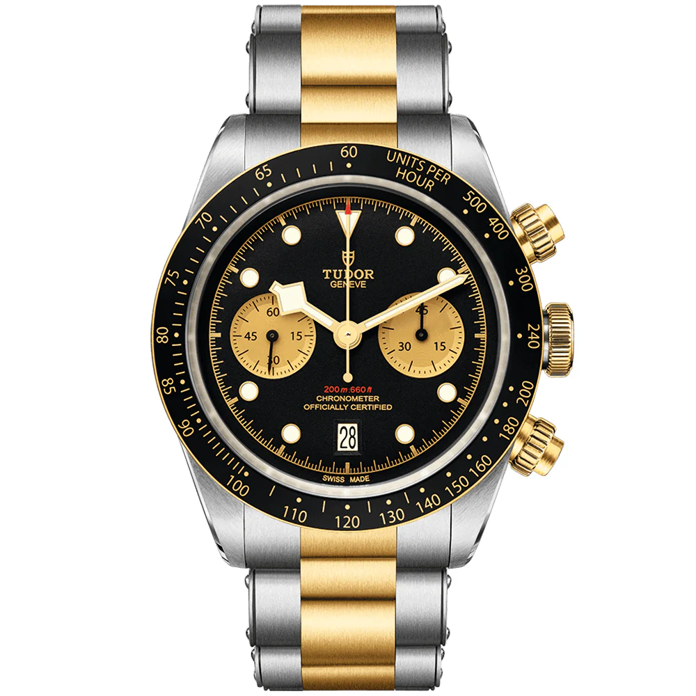 【Super Clone】TUDOR Black Bay S&G 41mm Black/Gold Dial Men's Chronograph Bracelet Watch M79363N-0001