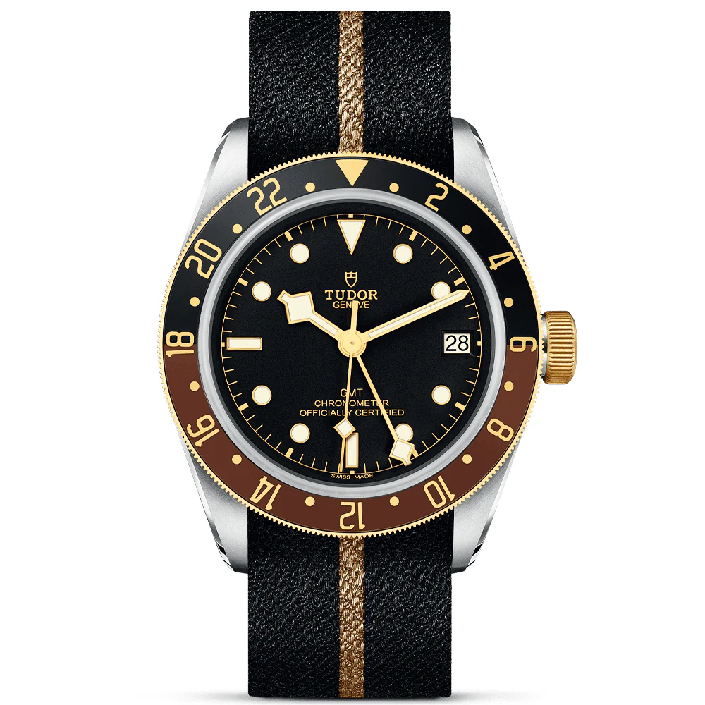 【Super Clone】TUDOR Black Bay GMT S&G Steel and 18ct Yellow Gold 41mm Fabric Strap Watch M79833MN-0004