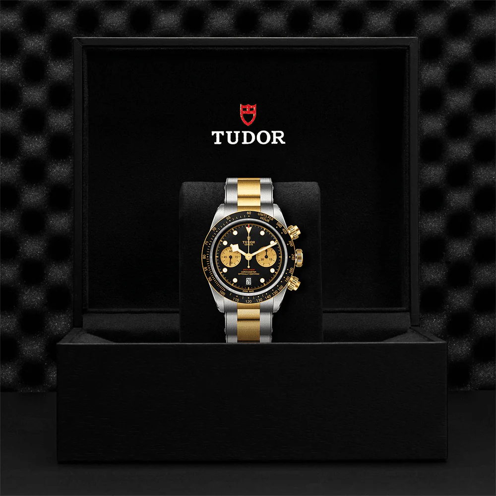 【Super Clone】TUDOR Black Bay S&G 41mm Black/Gold Dial Men's Chronograph Bracelet Watch M79363N-0001