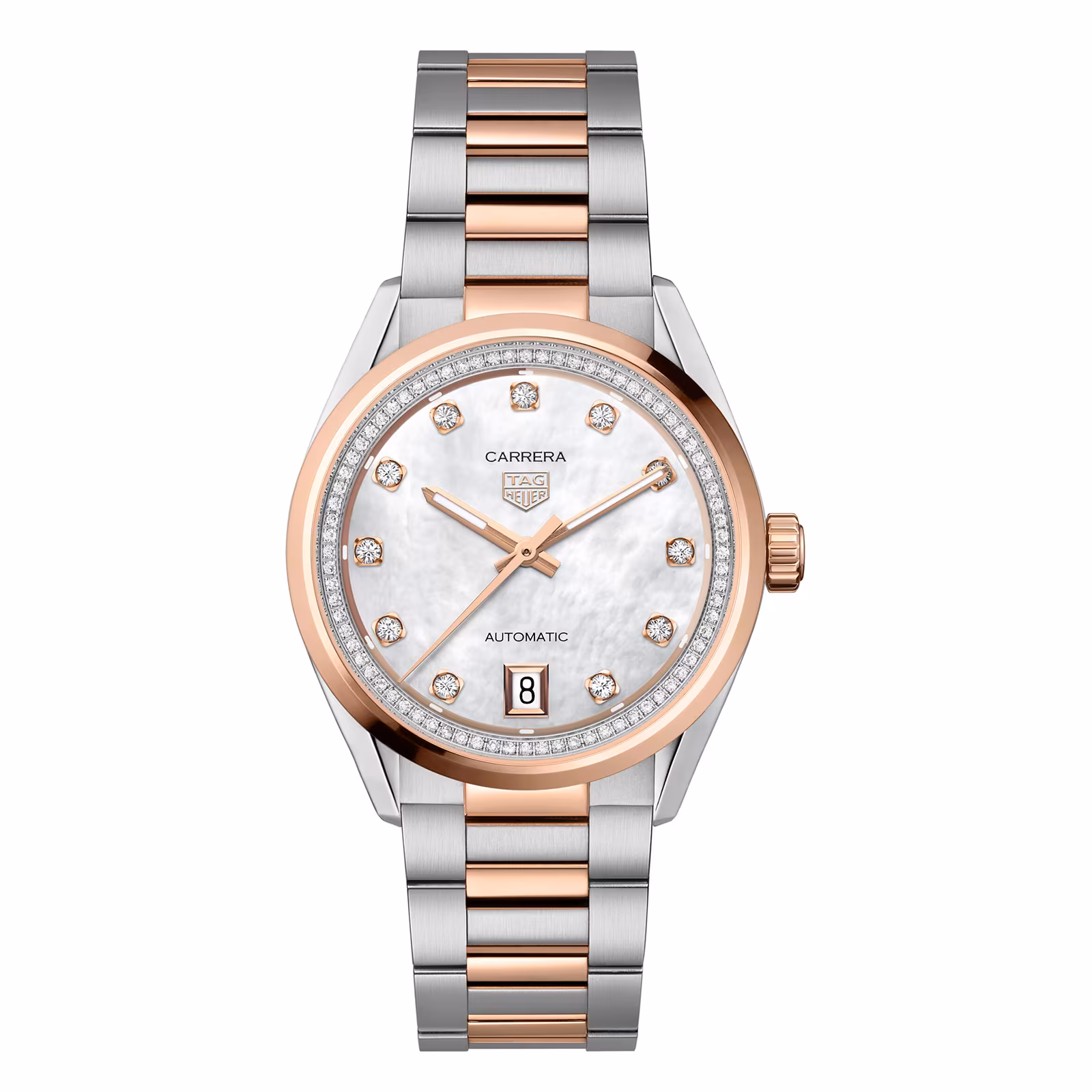 【Super Clone】TAG Heuer Carrera Date 36mm Ladies Watch Mother Of Pearl Diamond WBN2351.BD0000