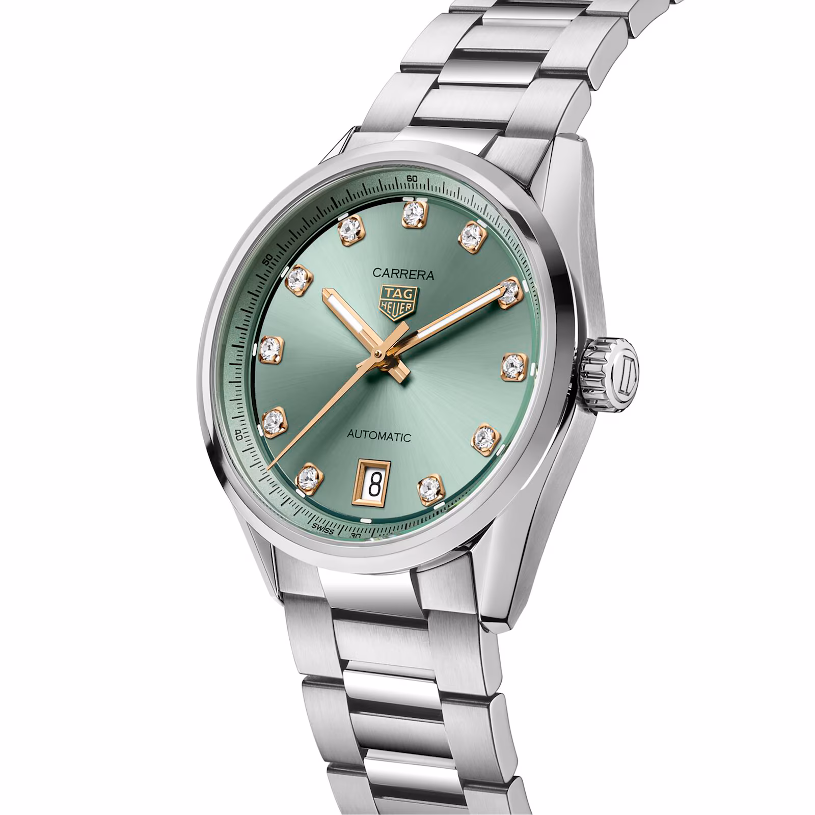 【Super Clone】TAG Heuer Carrera Date 36mm Ladies Watch Green Diamond Dot WBN2317.BA0001