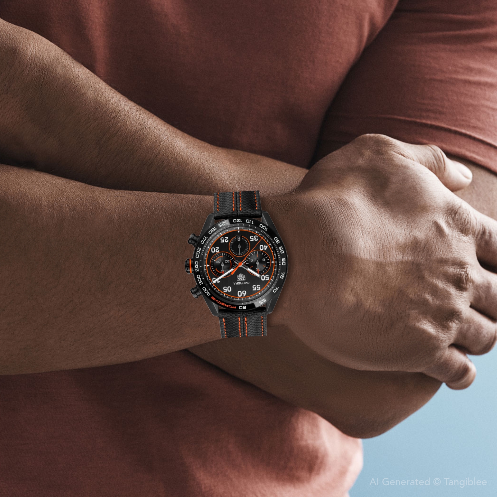 【Super Clone】TAG Heuer Carrera Chronograph x Porsche Orange Racing Men's Watch CBN2A1M.FC6526