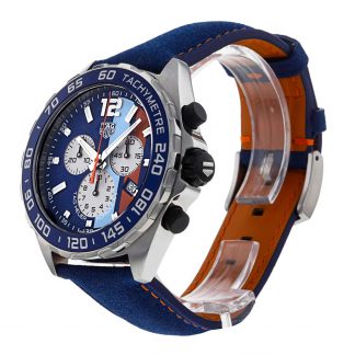 【Super Clone】Tag Heuer Formula 1 Gulf Edition Blue Dial Blue Leather Strap Watch for Men - CAZ101N.FC8243