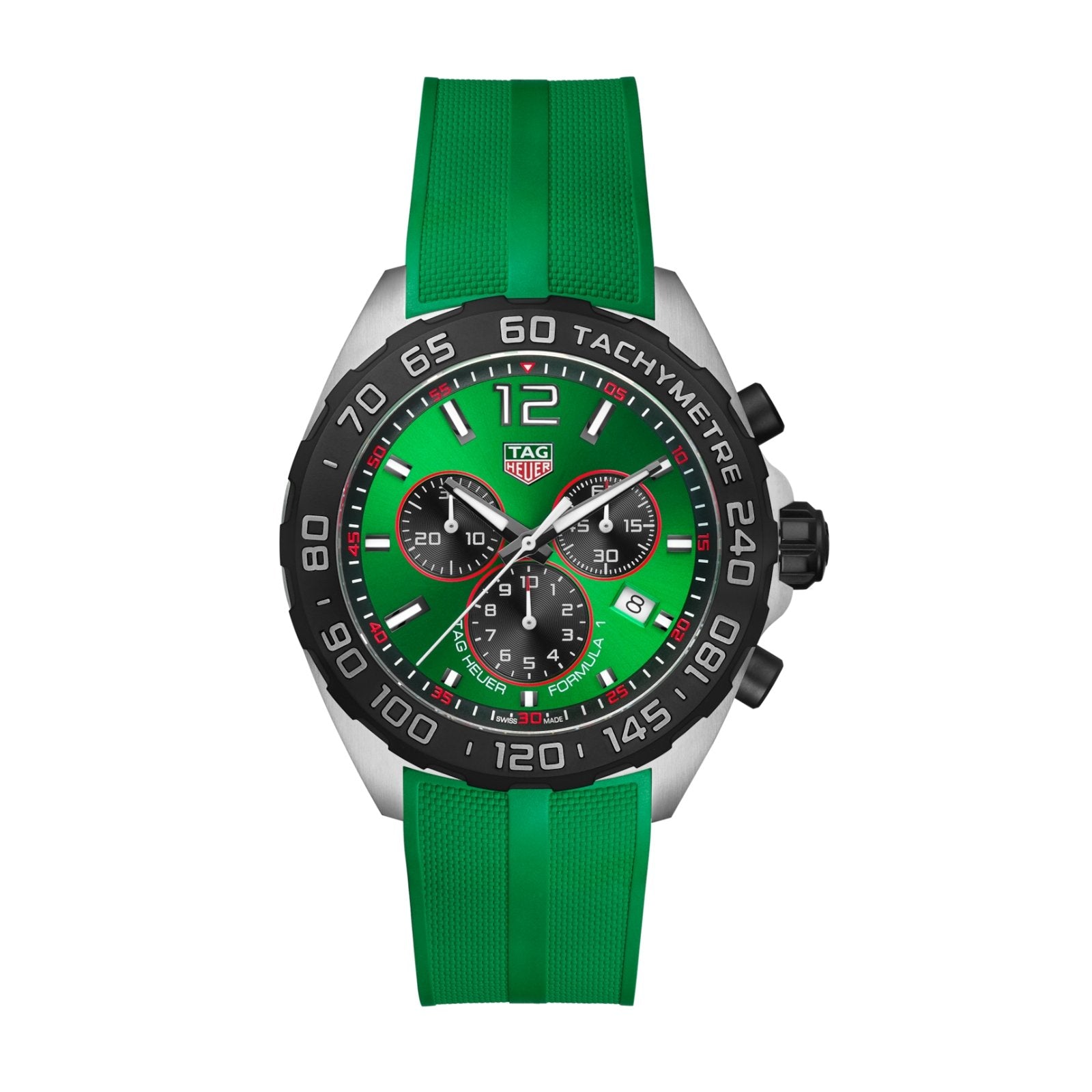 【Super Clone】TAG Heuer Formula 1 Quartz Chronograph 200M 43mm Mens Watch Green Rubber CAZ101AP.FT8056