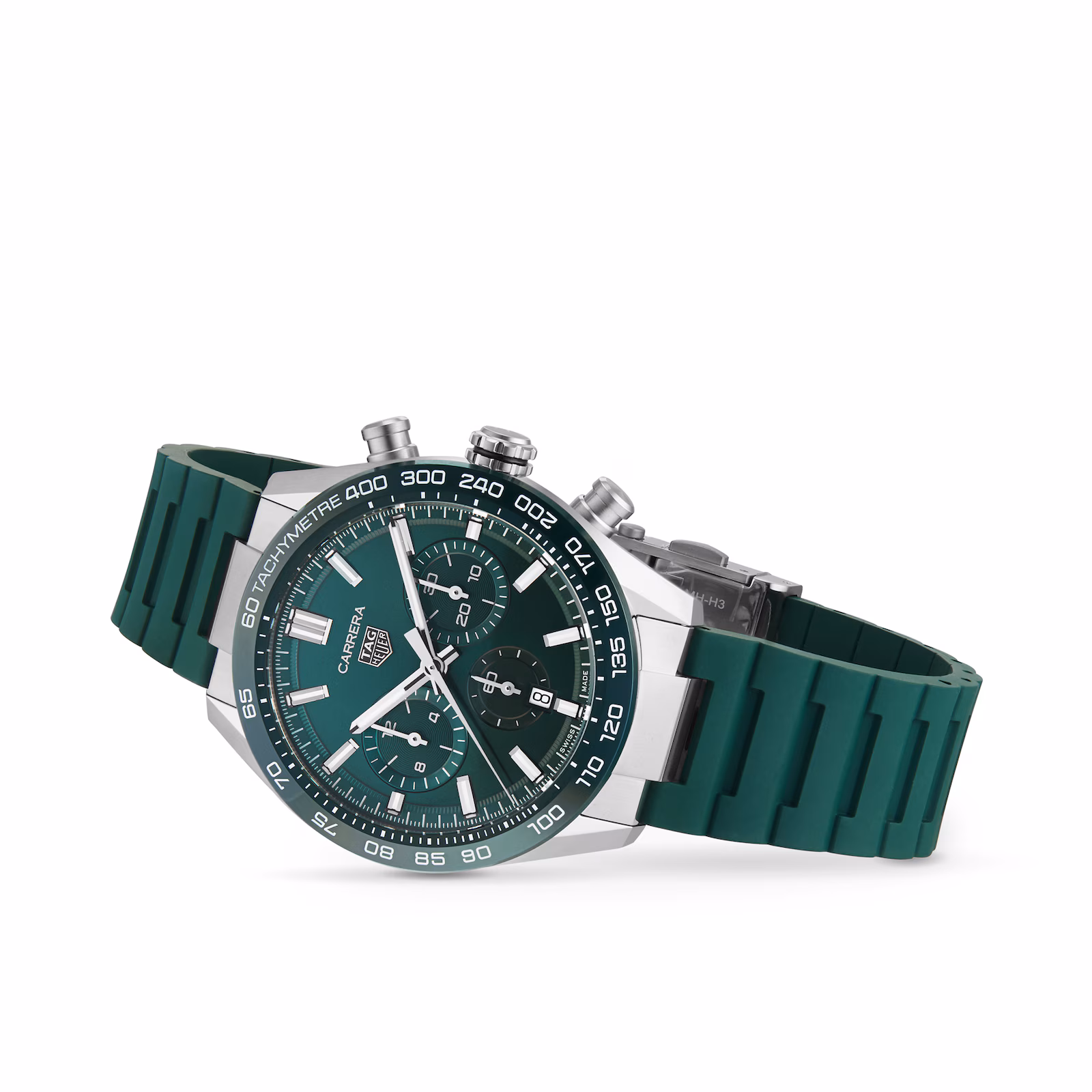 【Super Clone】TAG Heuer Carrera Chronograph 44mm Mens Watch Green Rubber CBN2A1N.FT6238