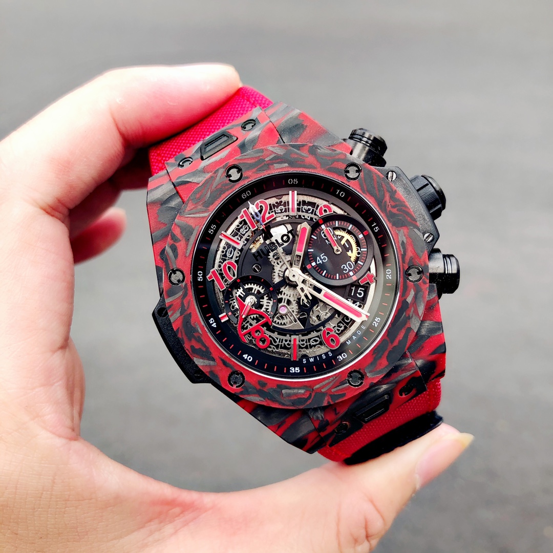 【Super Clone】Hublot 411.QV.1123.NR.OVK21 Big Bang Unico Red Carbon Alex Ovechkin Watch 45mm