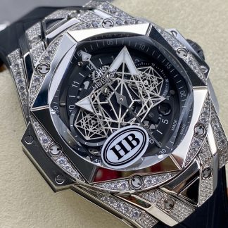 【Super Clone】418.NX.1107.RX.1604.MXM20 Hublot Big Bang Sang Bleu II Titanium Pave