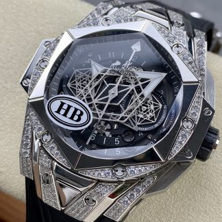 【Super Clone】418.NX.1107.RX.1604.MXM20 Hublot Big Bang Sang Bleu II Titanium Pave