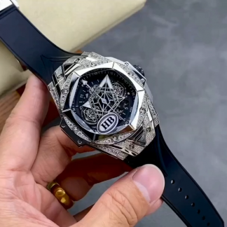 【Super Clone】418.NX.1107.RX.1604.MXM20 Hublot Big Bang Sang Bleu II Titanium Pave
