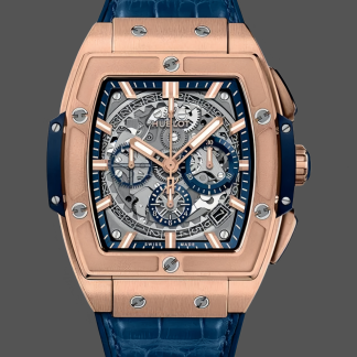 【Super Clone】Hublot Spirit of Big Bang Chronograph King Gold Blue Leather Men's Watch 641.OX.7180.LR