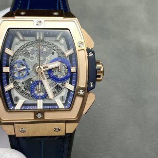 【Super Clone】Hublot Spirit of Big Bang Chronograph King Gold Blue Leather Men's Watch 641.OX.7180.LR