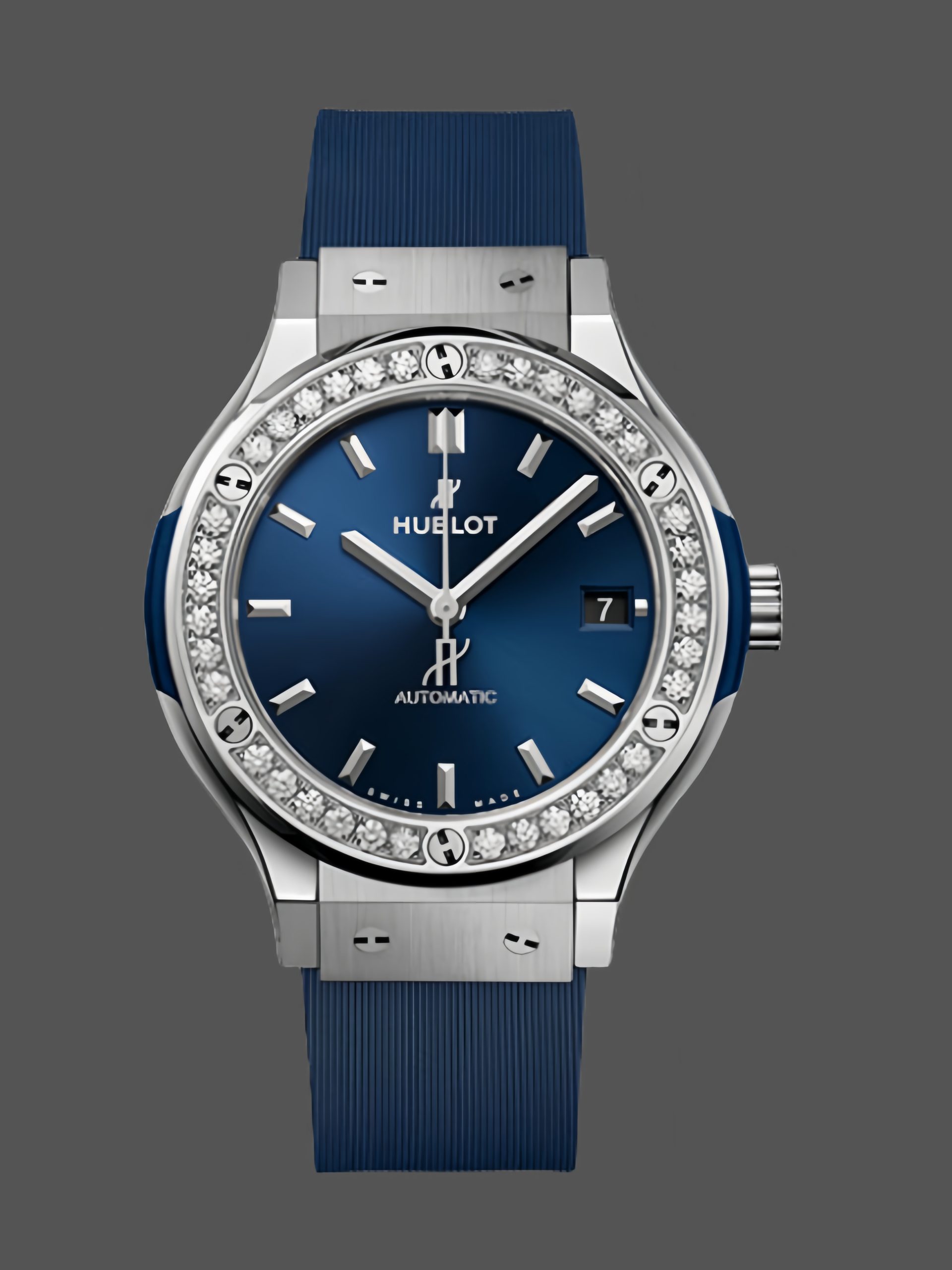【Super Clone】565.NX.7170.RX.1204 Hublot Classic Fusion Titanium Blue Diamonds