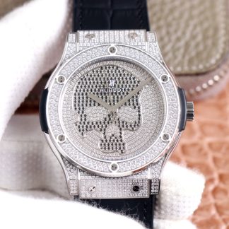 【Super Clone】Hublot Classic Fusion Skull Titanium Full Pave 511.NX.9000.LR.1704.SKULL 45mm