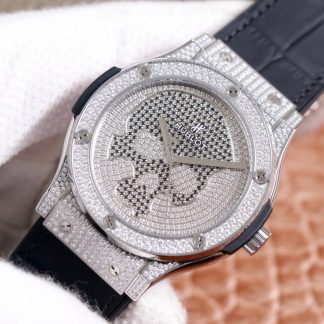 【Super Clone】Hublot Classic Fusion Skull Titanium Full Pave 511.NX.9000.LR.1704.SKULL 45mm