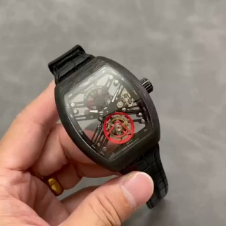 【Super Clone】Franck Muller Skeleton V45 T SQT Black Strap 35.6mm×40.6mm