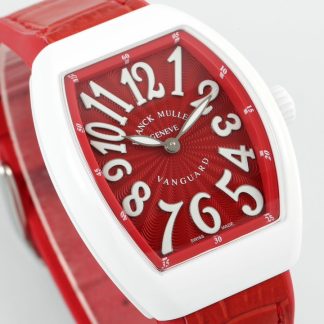 【Super Clone】Franck Muller Women's Yacht Red Dial Leather Strap