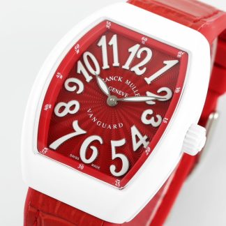 【Super Clone】Franck Muller Women's Yacht Red Dial Leather Strap