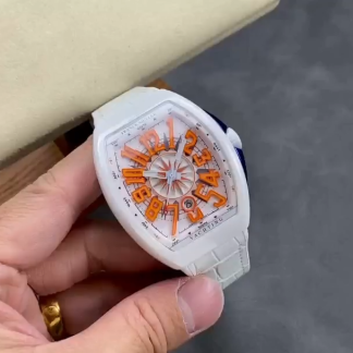 【Super Clone】Swiss Franck Muller Framulan V45 White Ceramic Yacht Model Orange Number