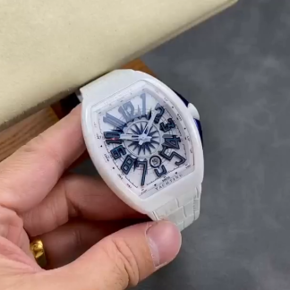 【Super Clone】Swiss Franck Muller Framulan V45 White Ceramic Yacht Model Blue Number