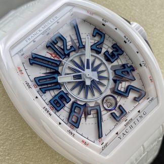 【Super Clone】Swiss Franck Muller Framulan V45 White Ceramic Yacht Model Blue Number