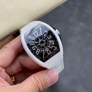 【Super Clone】Swiss Franck Muller Framulan V45 White Ceramic Yacht Model White Arabic Numerals
