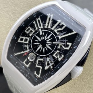 【Super Clone】Swiss Franck Muller Framulan V45 White Ceramic Yacht Model White Arabic Numerals