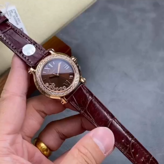【Super Clone】Chopard Happy Sport Diamond Bezel Brown Quartz 278475-3037