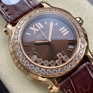【Super Clone】Chopard Happy Sport Diamond Bezel Brown Quartz 278475-3037