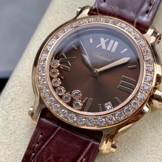 【Super Clone】Chopard Happy Sport Diamond Bezel Brown Quartz 278475-3037