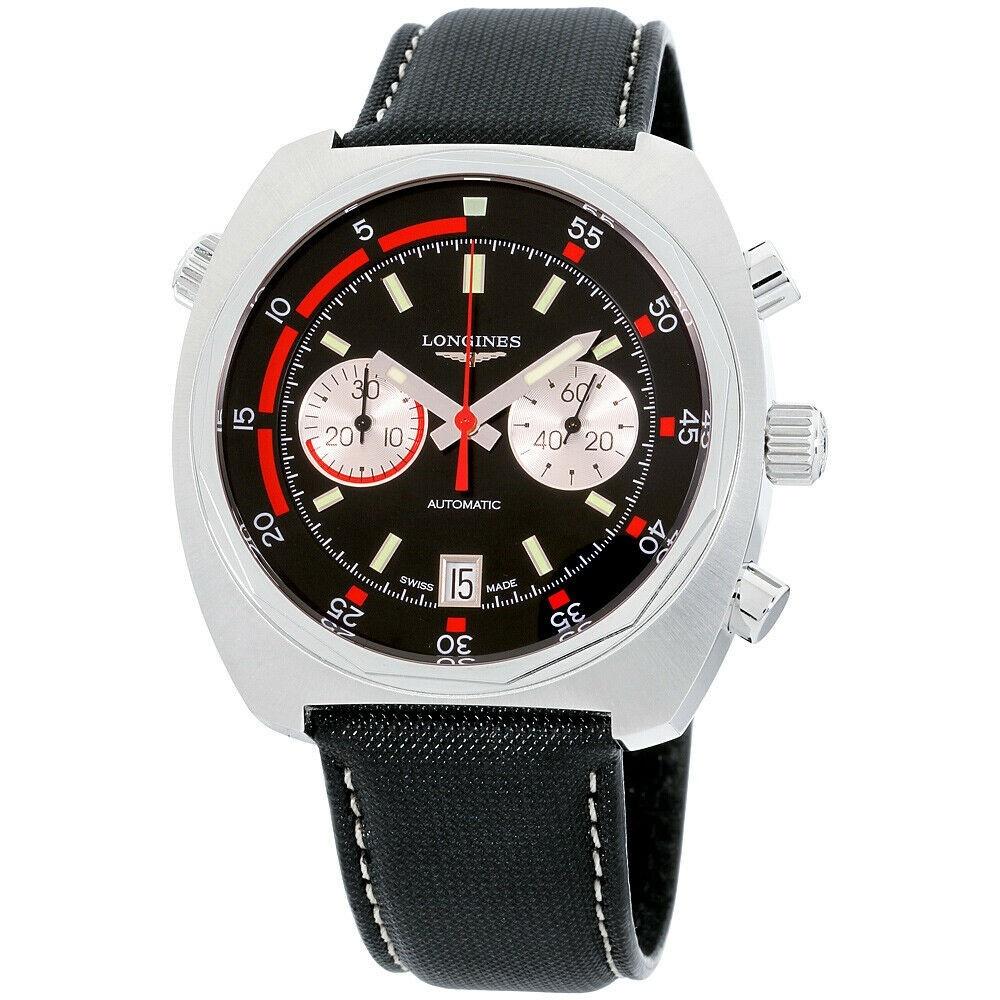 【Super Clone】Longines Men's L2.796.4.52.0 Heritage Chronograph Black Canvas Watch