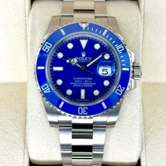 【Super Clone】Rolex Submariner Date Smurf 18ct  41mm White Gold / Blue R116619LB
