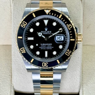 【Super Clone】Rolex Submariner 41mm Two-Tone Yellow Gold Black Dial Black Bezel - 126613LN