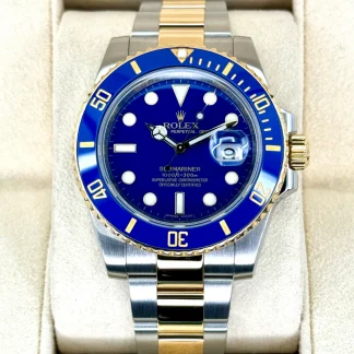 【Super Clone】Rolex Submariner Two-Tone Yellow Gold & Steel Rolesor - Blue Dial Ceramic Bezel (Ref# 116613LB)
