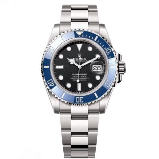 【Super Clone】Rolex White Gold Submariner Date Watch - The Blueberry - Blue Bezel - Black Dial (Ref # 126619LB)
